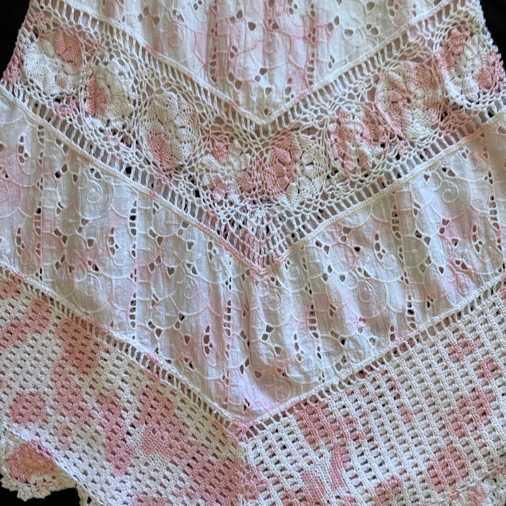 LoveShackFancy Garcelle tie-dyed crochet and broderie midi/maxi skirt size 2 - Picture 9 of 16